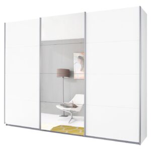 Schwebetürenschrank weiß 271 cm Spiegel - rauch - KULMBACH