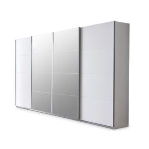 Schwebetürenschrank weiß Spiegel 315 cm - rauch - SYNCRONO-A