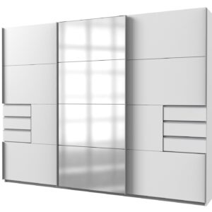 Schwebetürenschrank weiß mit Spiegel - 270 cm - SAIGON
