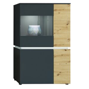 Vitrine mit Beleuchtung Artisan Eiche - grau B 90 x H 146 cm - LUCI