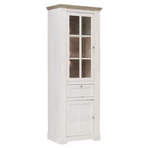 Vitrine mit Beleuchtung Schneeeiche - weiß Breite 76 cm - ILOPPA
