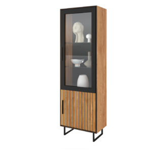 Vitrine mit Glastür Eiche teilmassiv geölt Breite 54 cm - BELLA