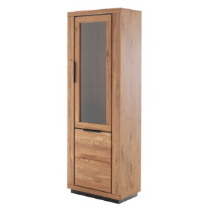 Vitrine mit Glastür Wildeiche teilmassiv geölt Breite 72 cm - GRENO