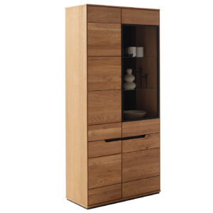 Vitrine mit Glastür Wildeiche teilmassiv geölt Breite 93 cm - ARAYA