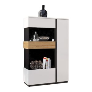 Vitrine mit Glastür alpinweiß - Catania Eiche Breite 98 cm - NOVENA