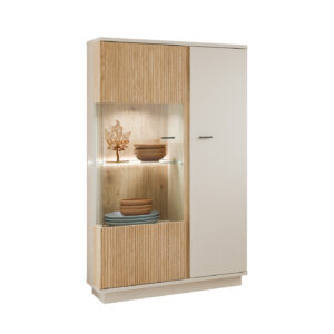 Vitrine mit Glastür beige - Eiche - Breite 87 cm - MOSANO