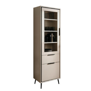 Vitrine mit Glastür beige schwarz Breite 60 cm - ARONA