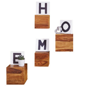 Wandregal 4er-Set Sheesham gebeizt massiv 25 cm - MIKKO